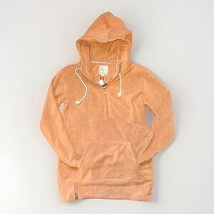NWT Ampersand Avenue Halfzip Hoodie - Maple - Single Hood Plush Fleece M